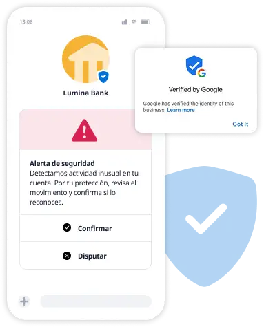 Missatge de missatgeria RCS amb remitent verificat i insígnia oficial de marca autenticada